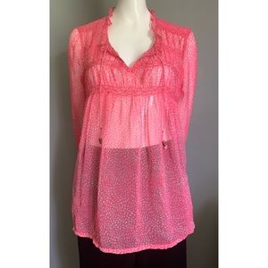 Roxy : sheer pink patterned top